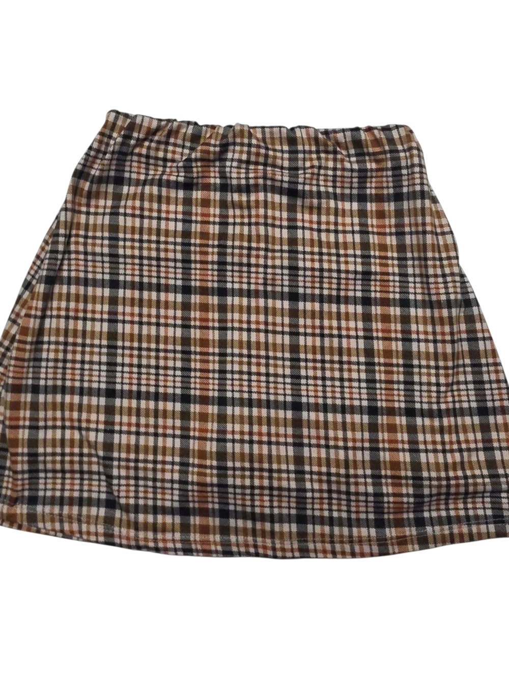 Plaid A-Line Mini Skirt in Brown and Cream for Girls Size 7/8